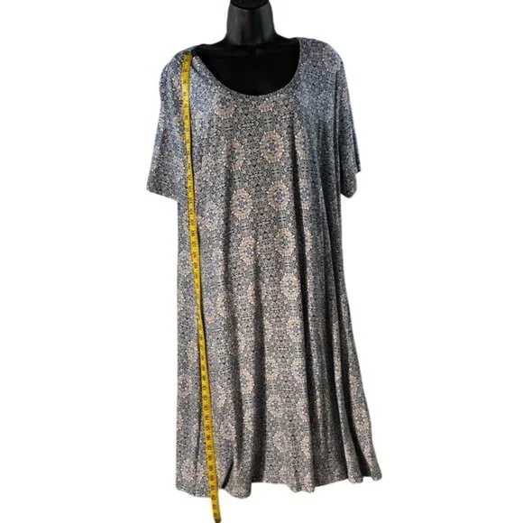 Premise Dresses Womens Floral Geometric Short Sleeve A-Line Dress 2X Rayon/Spand - Picture 2 of 6